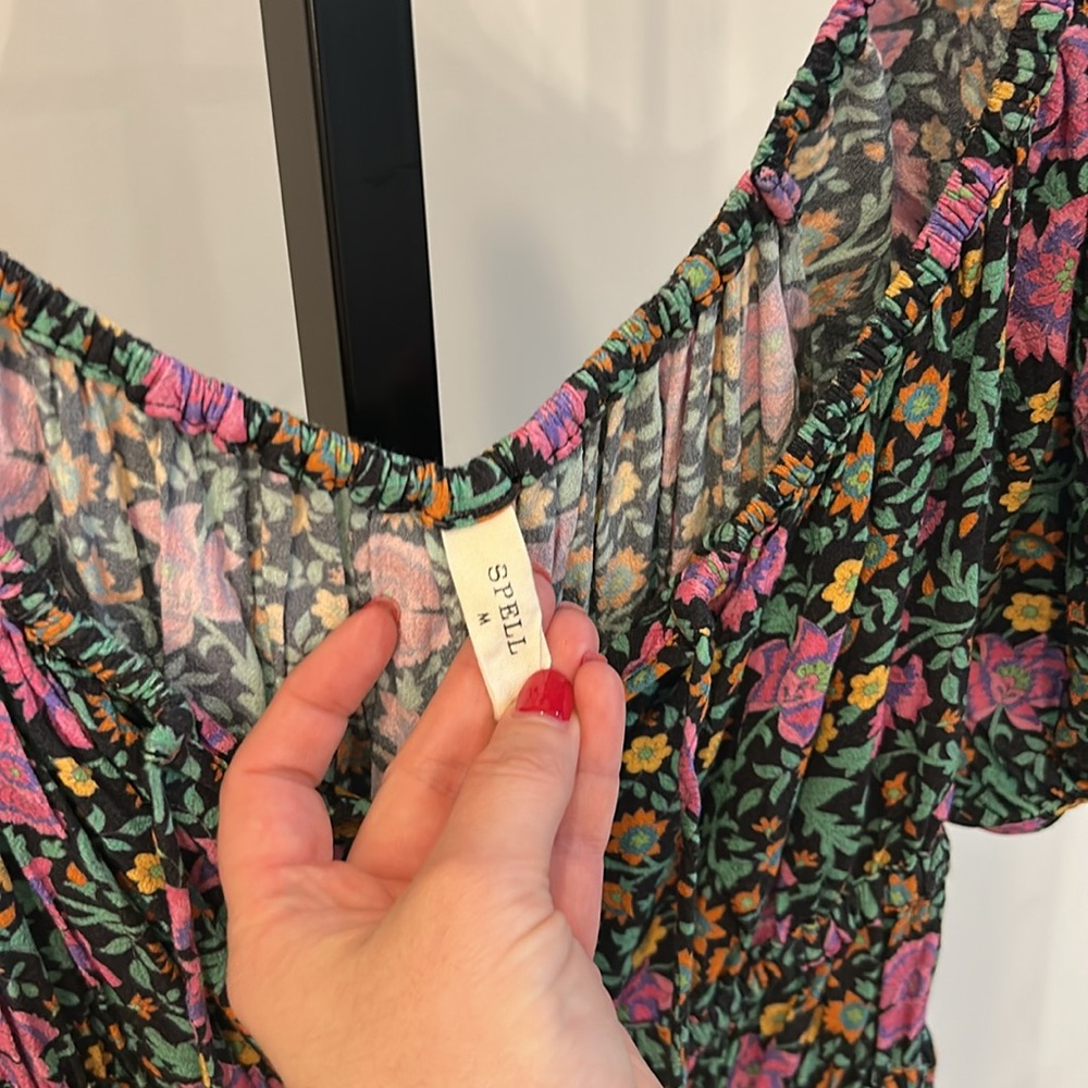 Spell Floral Jumpsuit in Black and Pink - Picture 3 of 7